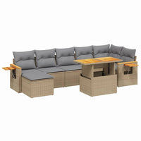 Set Divano da Giardino 8 pz con Cuscini Beige in Polyrattan 3273628