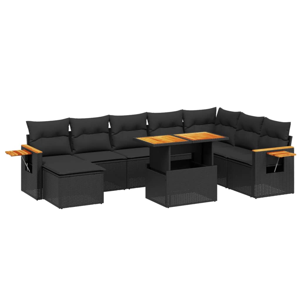 Set Divani da Giardino con Cuscini 8 pz Nero in Polyrattancod mxl 113023