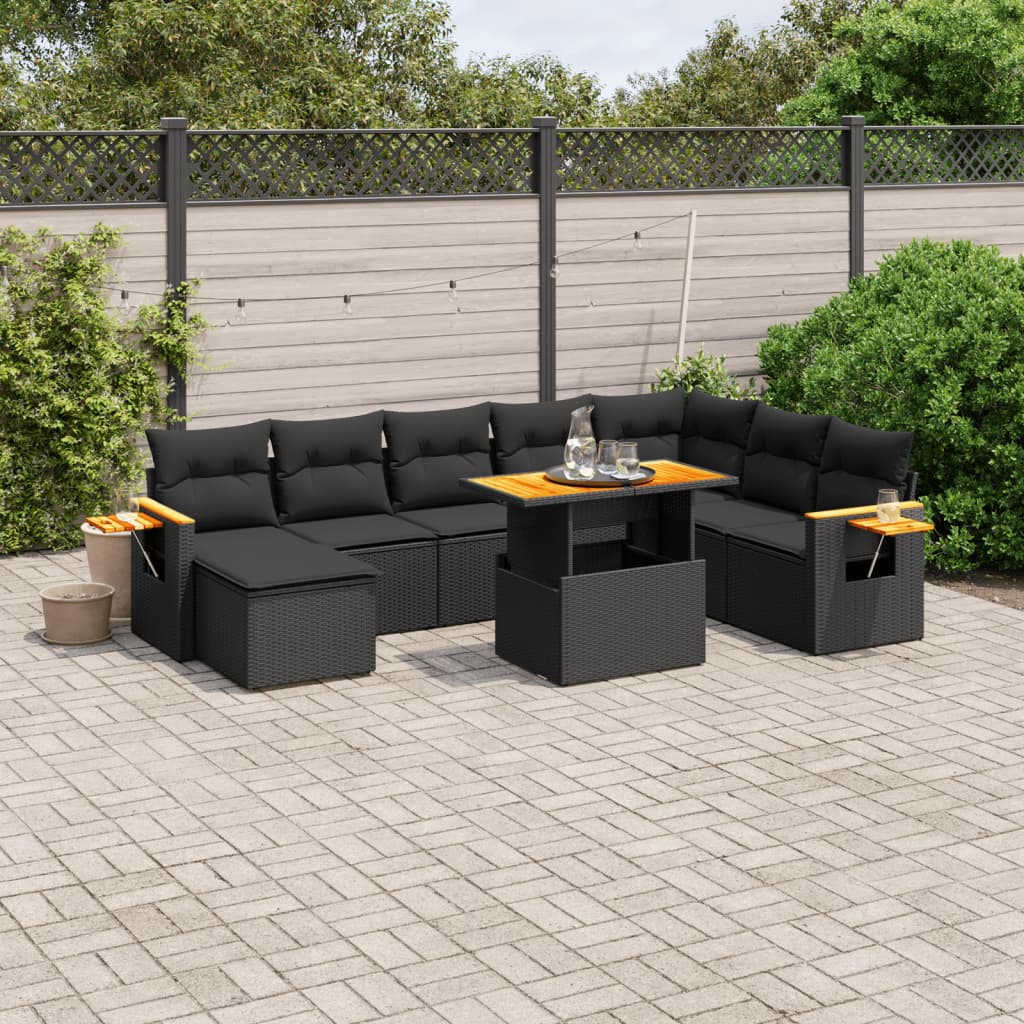 Set Divani da Giardino con Cuscini 8 pz Nero in Polyrattancod mxl 113023