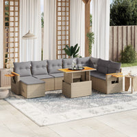 Set Divano da Giardino 8 pz con Cuscini Beige in Polyrattan 3273635