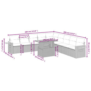 Set Divani da Giardino 11 pz con Cuscini in Polyrattan Nerocod mxl 89028