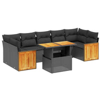 Set Divani da Giardino con Cuscini 8 pz Nero in Polyrattan 3273869