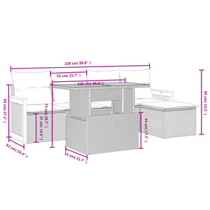 Set Divano da Giardino 6 pz con Cuscini Nero in Polyrattan 3273933