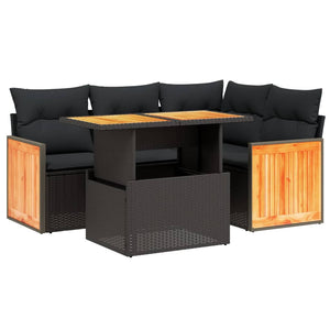 Set Divani da Giardino 5 pz con Cuscini in Polyrattan Nero 3273939