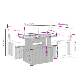 Set Divani da Giardino 5 pz con Cuscini in Polyrattan Nero 3273939