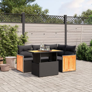 Set Divani da Giardino 5 pz con Cuscini in Polyrattan Nero 3273939