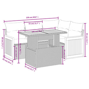 Set Divano da Giardino 5 pz con Cuscini Grigio in Polyrattan 3273944