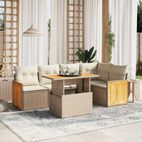 Set Divano da Giardino 6 pz con Cuscini Beige in Polyrattan 3273949