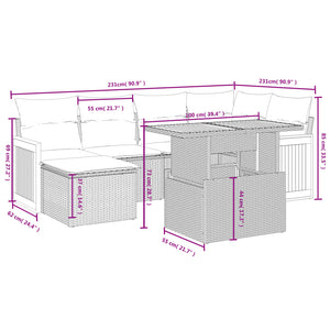 Set Divano da Giardino 6 pz con Cuscini Beige in Polyrattan 3273950