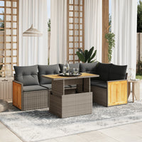 Set Divano da Giardino 6 pz con Cuscini Beige in Polyrattan 3273951