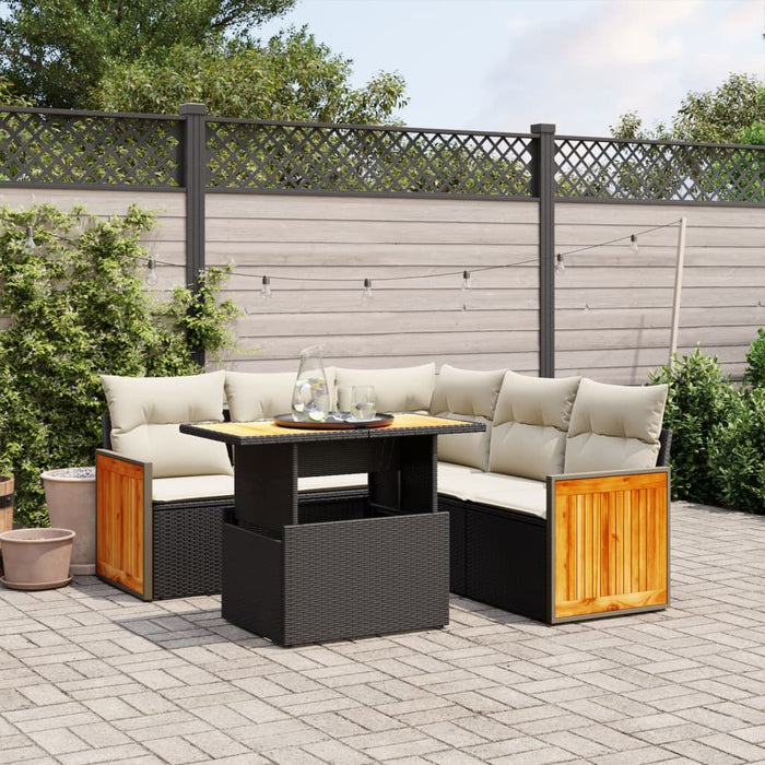 Set Divano da Giardino 6 pz con Cuscini Nero in Polyrattancod mxl 112874