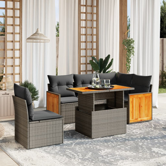 Set Divano da Giardino 6 pz con Cuscini Beige in Polyrattan 3273965