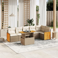 Set Divani da Giardino 7 pz con Cuscini Beige in Polyrattan 3273970