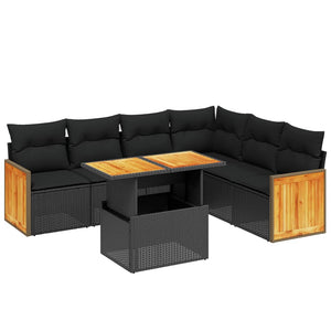 Set Divani da Giardino con Cuscini 7pz Nero Polyrattan 3273974