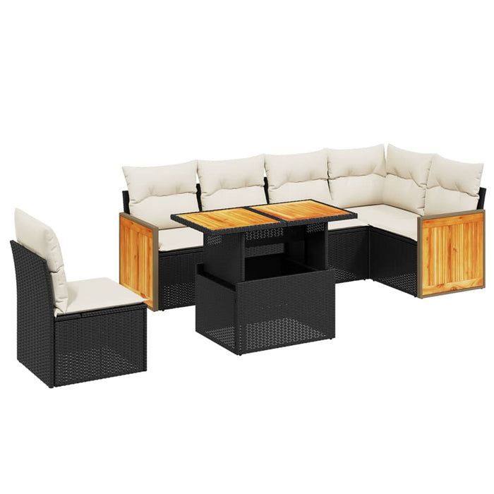 Set Divani da Giardino con Cuscini 7pz Nero Polyrattan 3273982