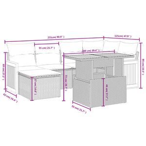 Set Divani da Giardino con Cuscini 7pz Nero Polyrattan 3274058