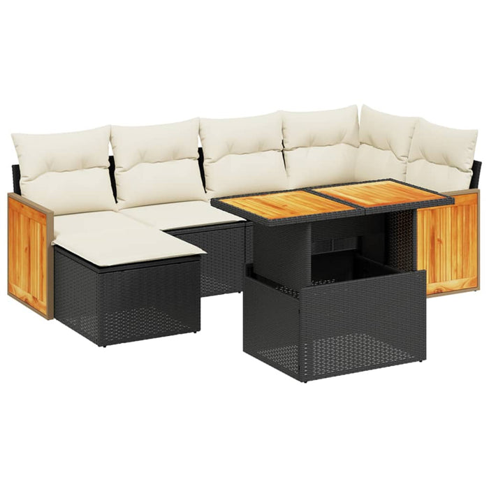 Set Divani da Giardino con Cuscini 7pz Nero Polyrattan 3274059