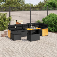 Set Divani da Giardino con Cuscini 8 pz Nero in Polyrattan 3274065