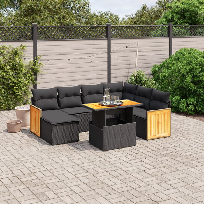 Set Divani da Giardino con Cuscini 8 pz Nero in Polyrattan 3274072