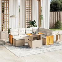 Set Divano da Giardino 8 pz con Cuscini Beige in Polyrattan 3274075