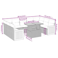 Set Divano da Giardino 10 pz con Cuscini Grigio in Polyrattan 3274105