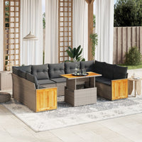 Set Divano da Giardino 10 pz con Cuscini Grigio in Polyrattan 3274105