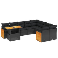 Set Divani da Giardino 10pz con Cuscini in Polyrattan Nero 3274121