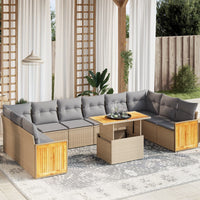 Set Divani da Giardino 11 pz con Cuscini Beige in Polyrattan 3274132