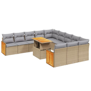 Set Divani da Giardino 11 pz con Cuscini Beige in Polyrattan 3274146