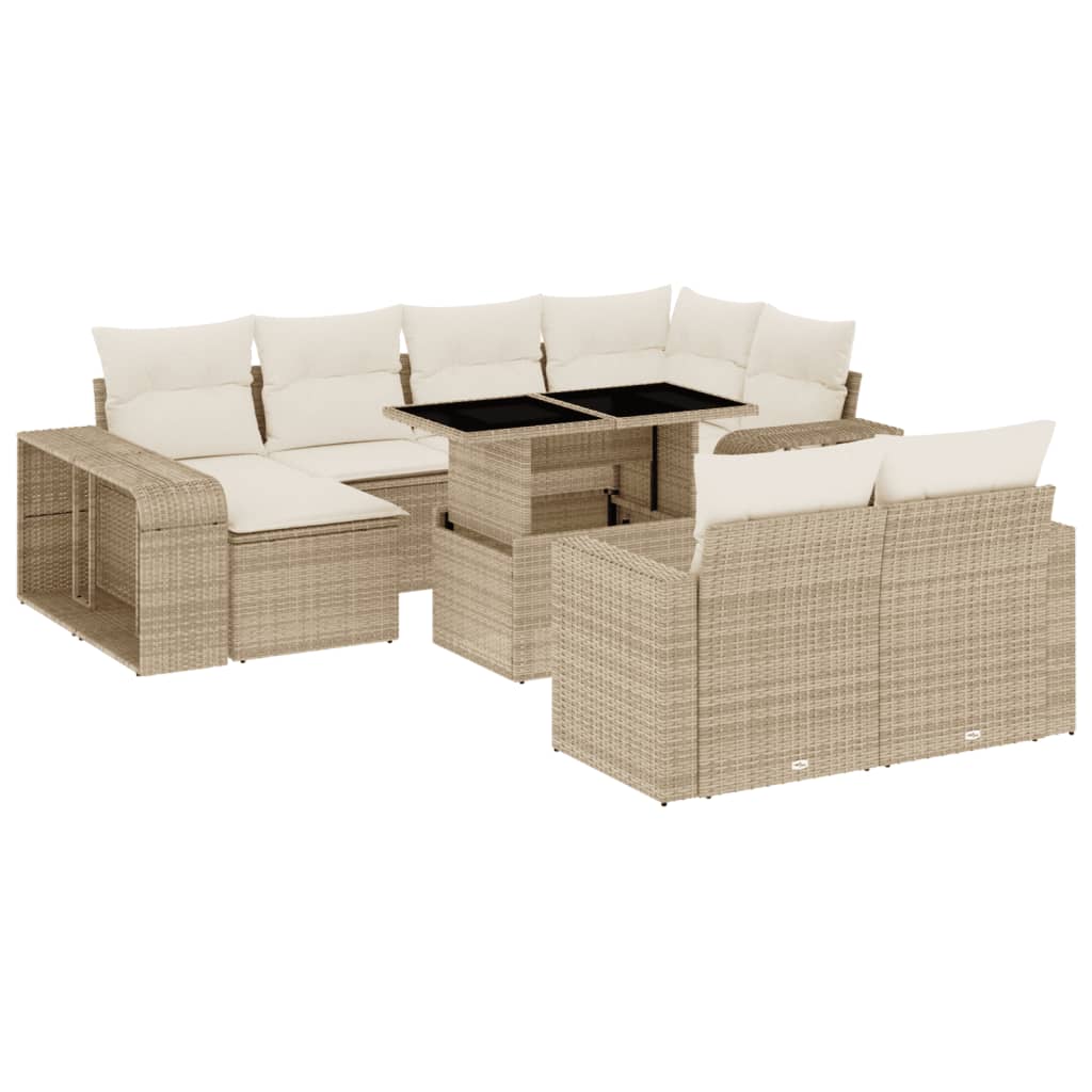 Set Divani da Giardino 11 pz con Cuscini Beige in Polyrattan 3274581