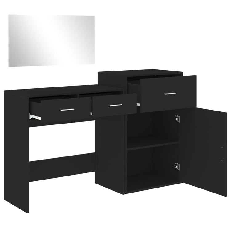 Set da Toeletta 3 pz Nero in Legno Multistrato 3276519