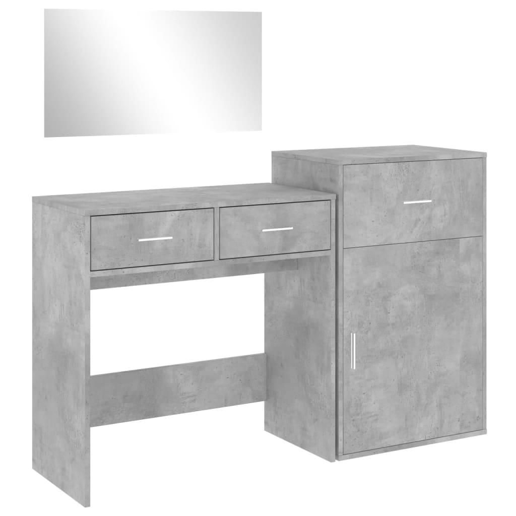 Set da Toeletta 3 pz Grigio Cemento in Legno Multistrato 3276521