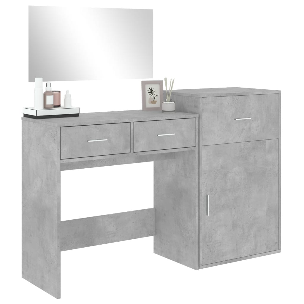 Set da Toeletta 3 pz Grigio Cemento in Legno Multistrato 3276521