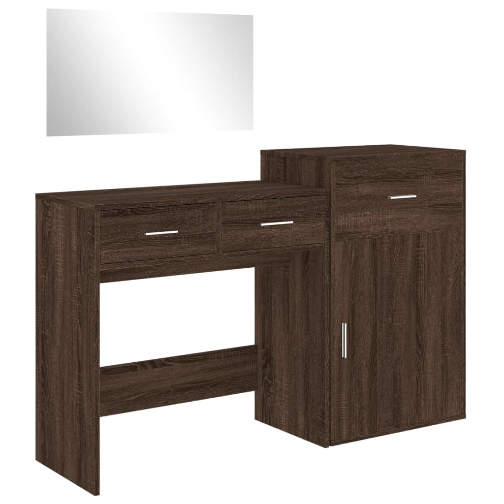 Set da Toeletta 3 pz Rovere Marrone in Legno Multistrato 3276524