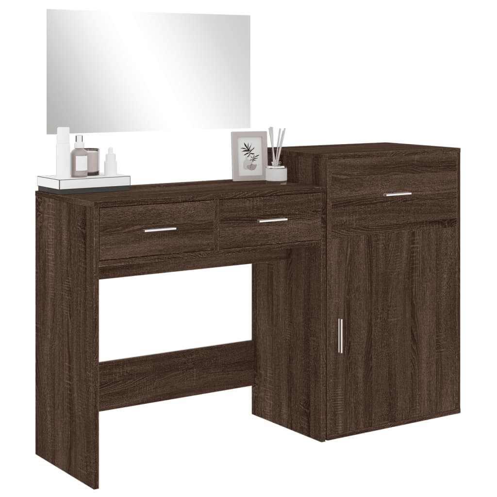 Set da Toeletta 3 pz Rovere Marrone in Legno Multistrato 3276524