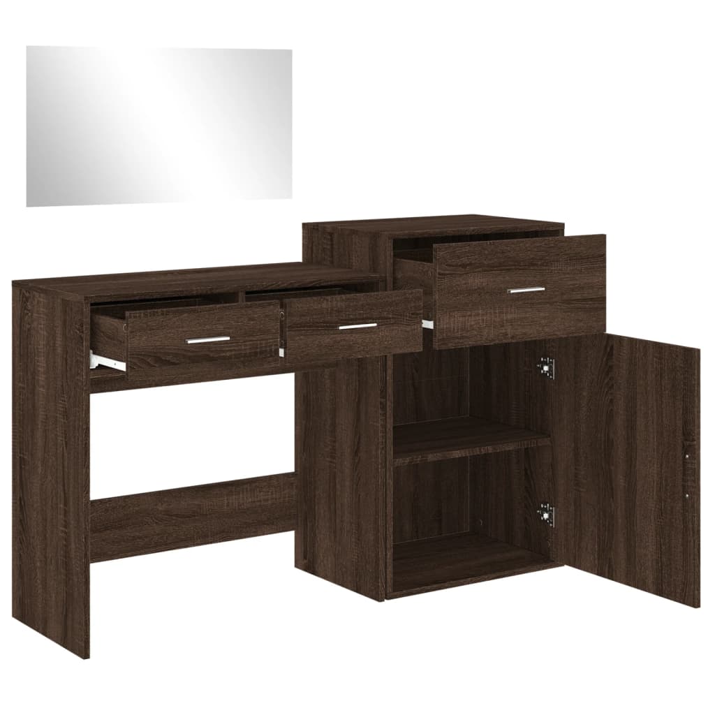 Set da Toeletta 3 pz Rovere Marrone in Legno Multistrato 3276524