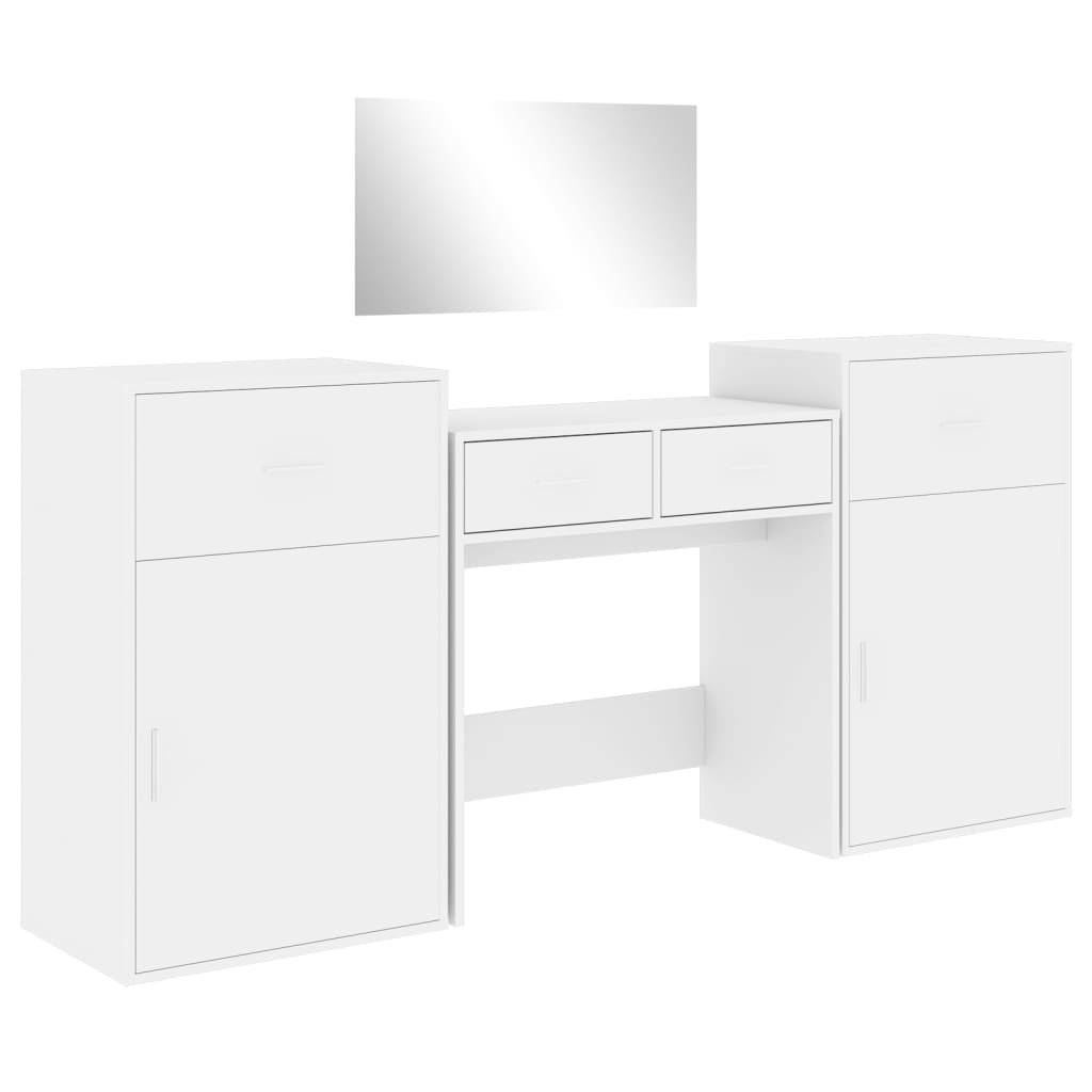 Set da Toeletta 4 pz Bianco in Legno Multistrato 3276525