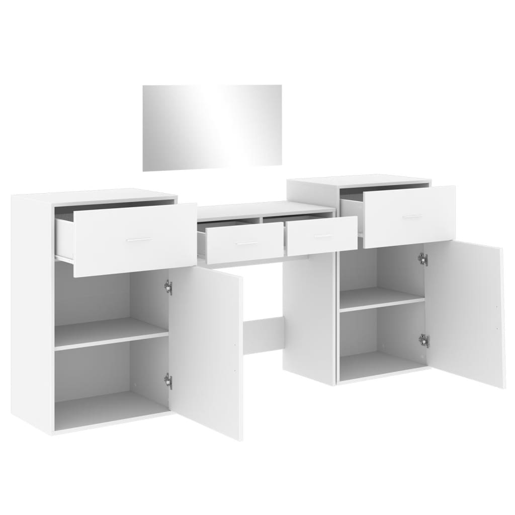 Set da Toeletta 4 pz Bianco in Legno Multistrato 3276525