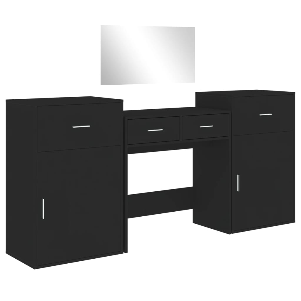 Set da Toeletta 4 pz Nero in Legno Multistrato 3276526