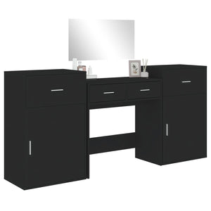 Set da Toeletta 4 pz Nero in Legno Multistrato 3276526