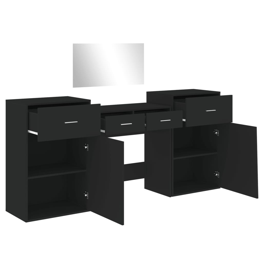 Set da Toeletta 4 pz Nero in Legno Multistrato 3276526