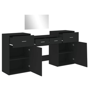 Set da Toeletta 4 pz Nero in Legno Multistrato 3276526