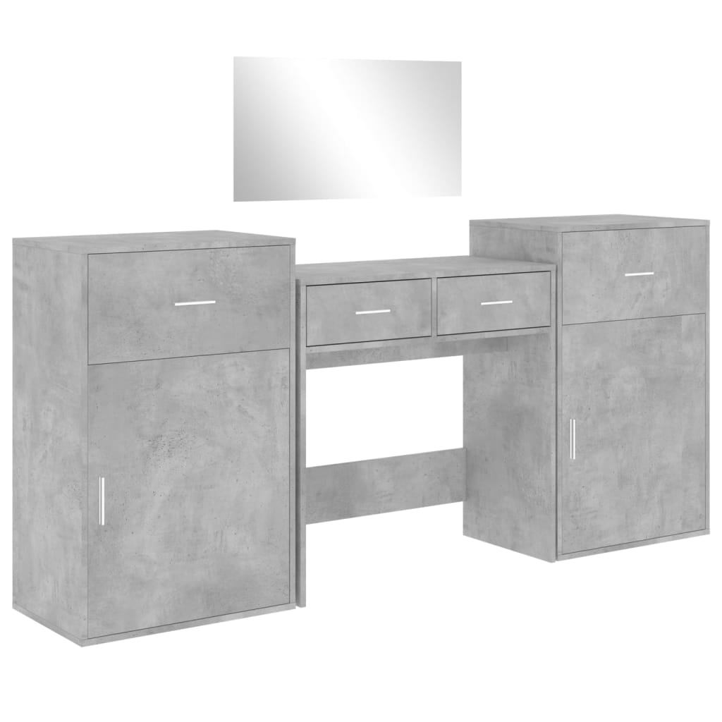 Set da Toeletta 4 pz Grigio Cemento in Legno Multistrato 3276528