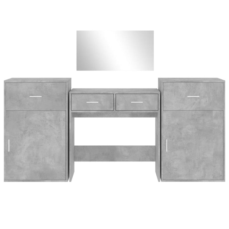 Set da Toeletta 4 pz Grigio Cemento in Legno Multistrato 3276528