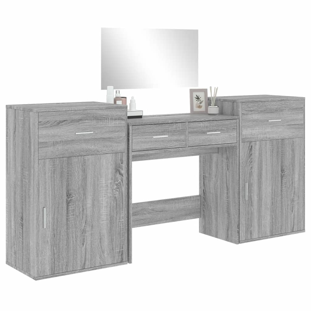 Set da Toeletta 4 pz Grigio Sonoma in Legno Multistrato 3276530