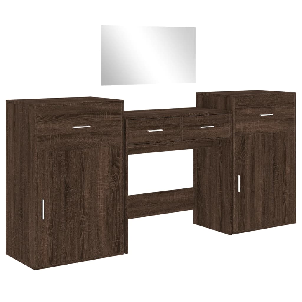 Set da Toeletta 4 pz Rovere Marrone in Legno Multistrato 3276531