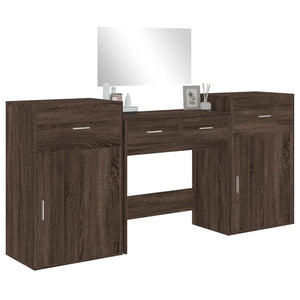 Set da Toeletta 4 pz Rovere Marrone in Legno Multistrato 3276531