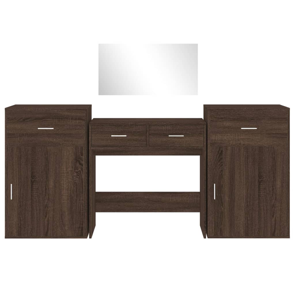 Set da Toeletta 4 pz Rovere Marrone in Legno Multistrato 3276531