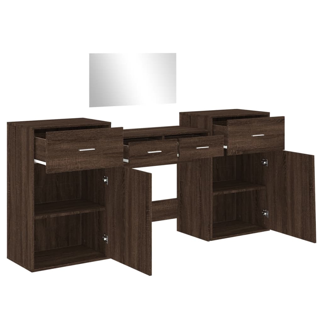 Set da Toeletta 4 pz Rovere Marrone in Legno Multistrato 3276531