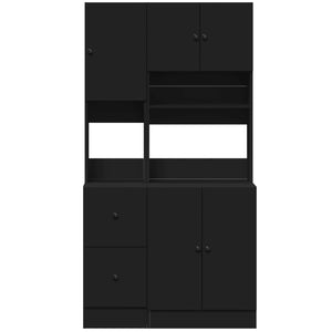 Mobile da Cucina Nero 95x50x180 cm Legno Multistrato 3276533